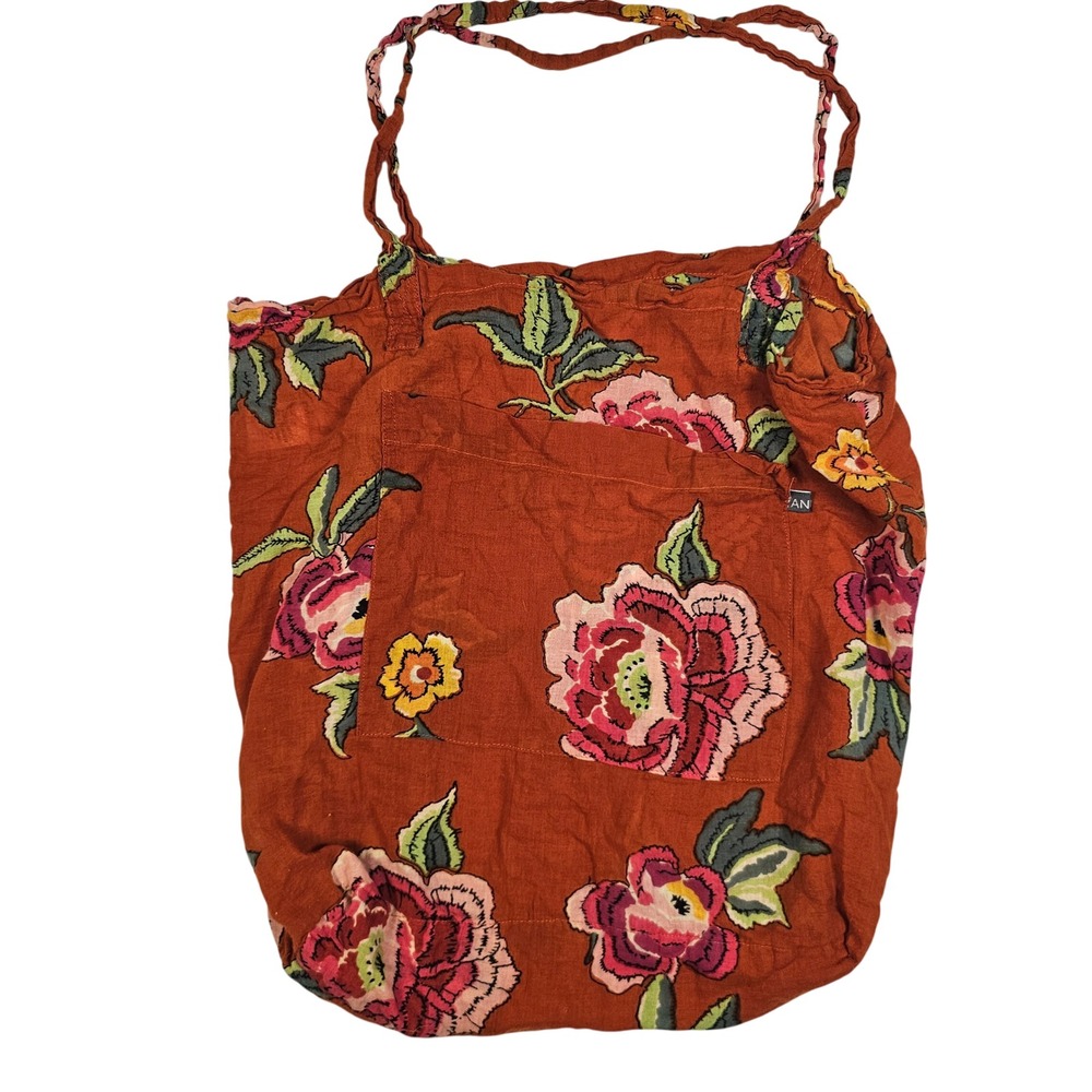 Urban‎ Outfitters UO Floral Cotton Tote Bag Rust Orange Pink Botanical Shoulder